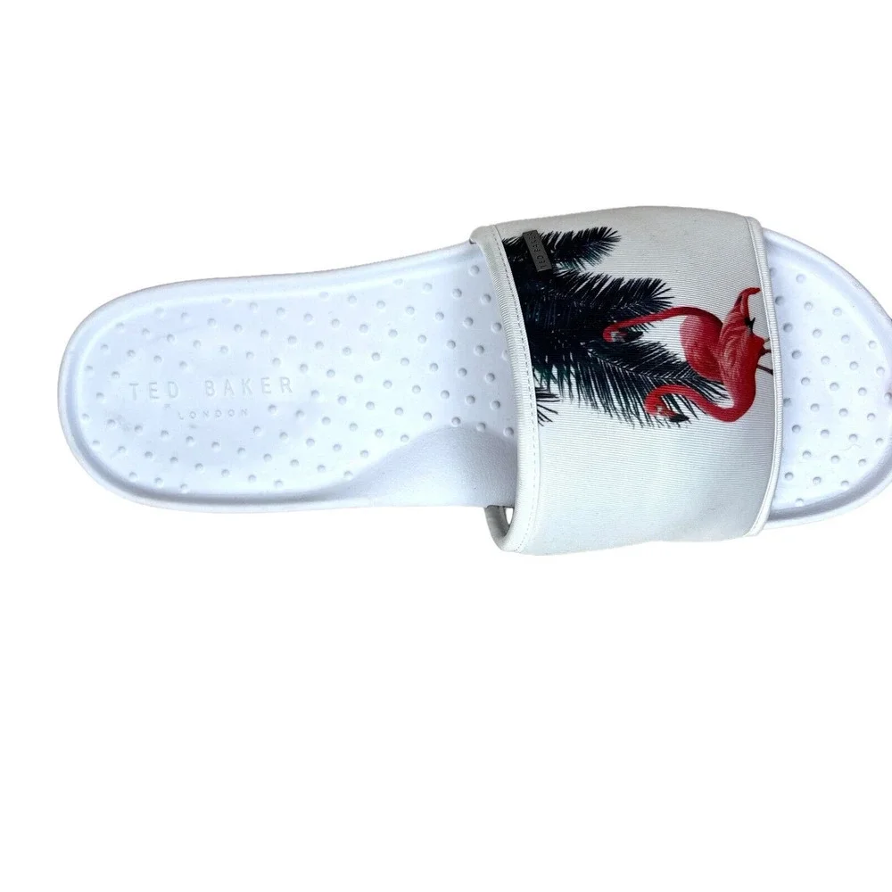 Ted Baker Sauldi 2 Slide Sandals Flamingo Print White Red Men Size‎ US13/EUR46